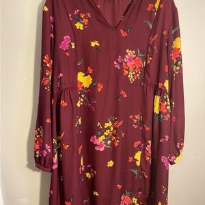 Floral Burgundy Dress